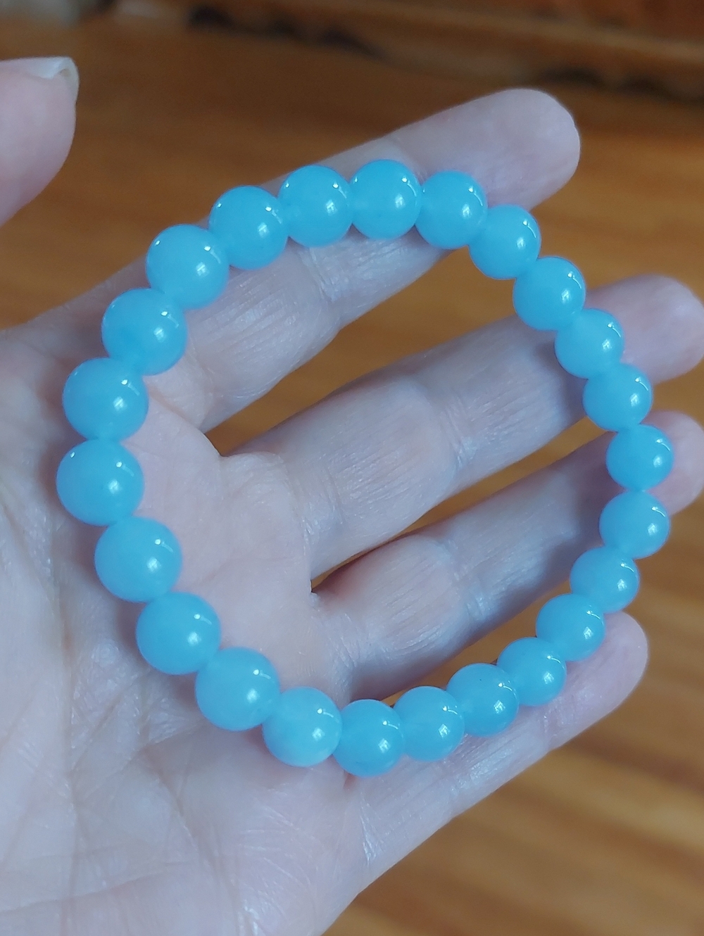 💜5/$25 Blue Aquamarine Bead Stretch Bracelet 8mm